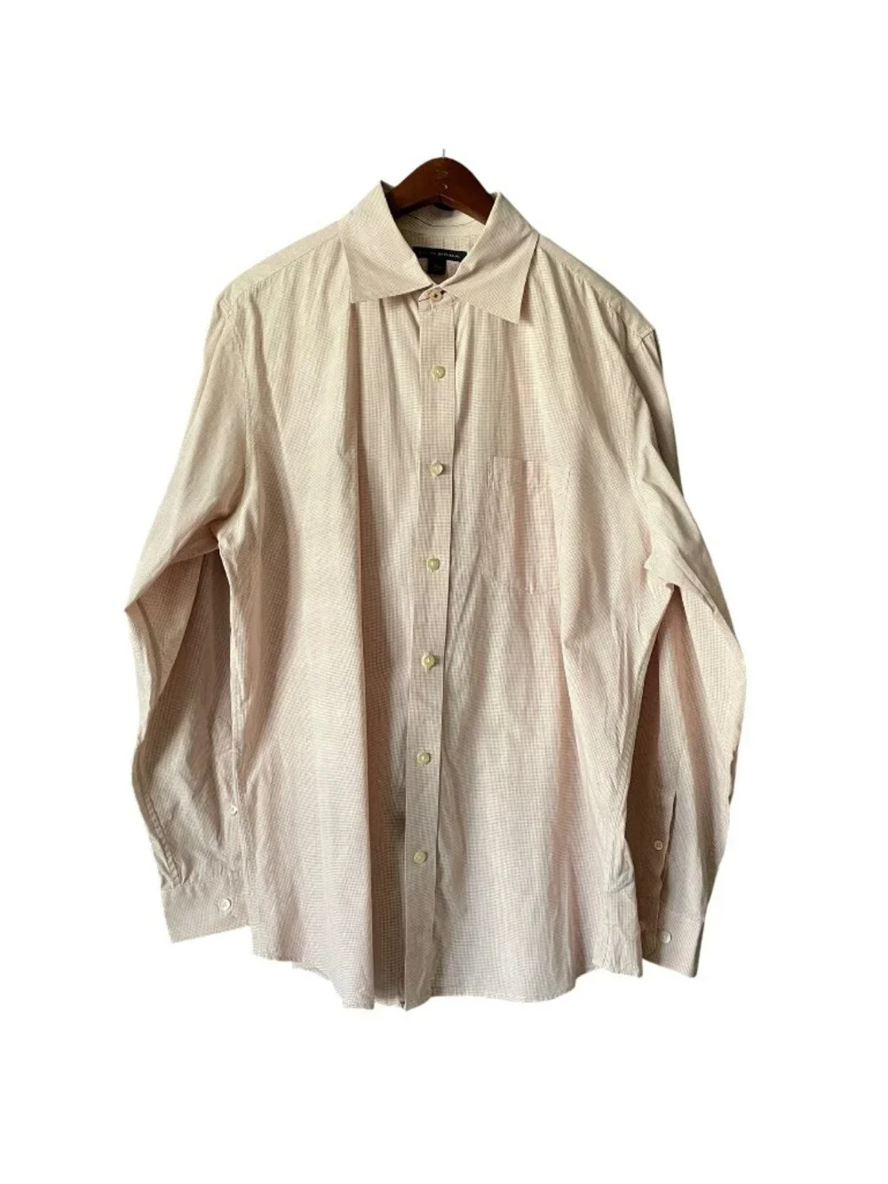 Banana Republic Classic White Red Checkered Button Up Shirt Mens Large Career
